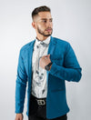 Blazer slim para caballero color azul petróleo, corte ajustado y elegante, envío gratis Colombia