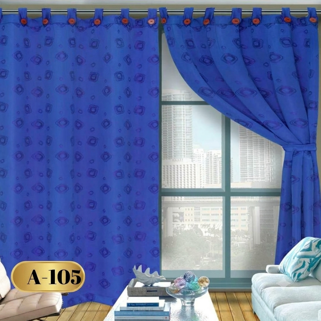 Cortinas Elegantes en Tela Jacquard (2.80m x 2.10m) con Botones Decorativos – ¡Envío Gratis y Pago Contra Entrega!