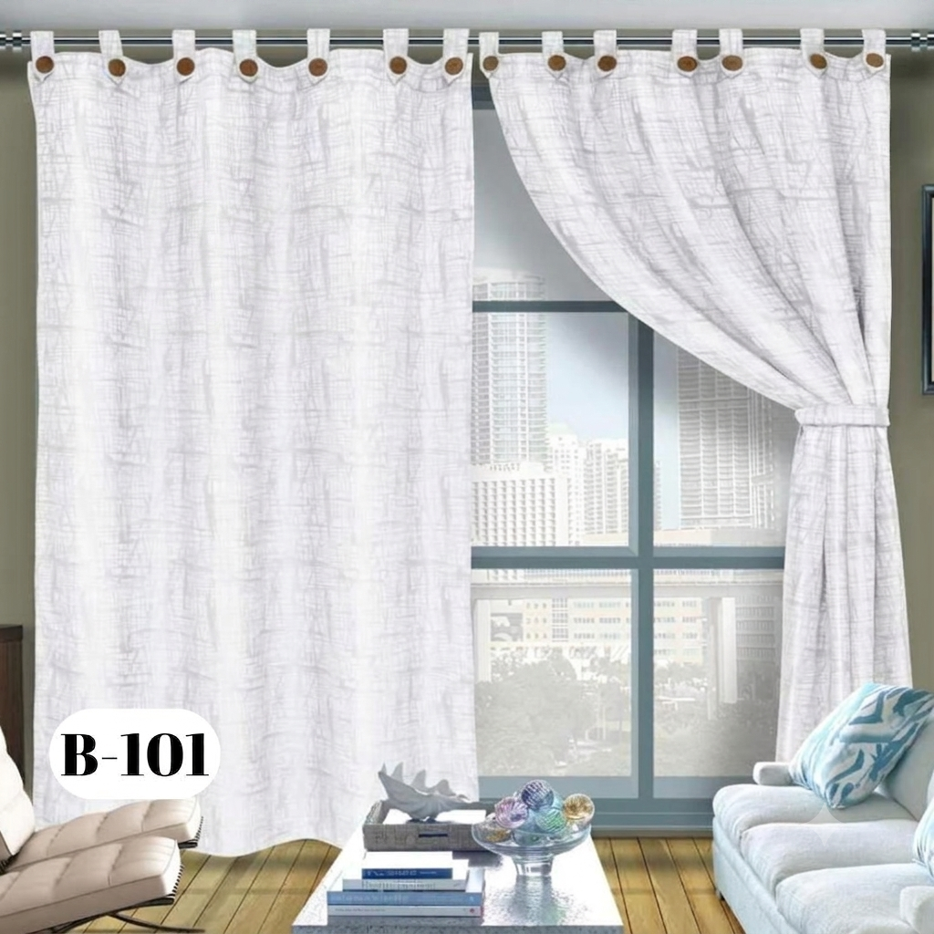 Cortinas Elegantes en Tela Jacquard (2.80m x 2.10m) con Botones Decorativos – ¡Envío Gratis y Pago Contra Entrega!